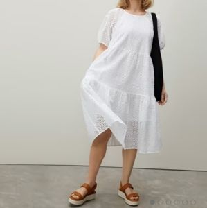Everlane The Tiered Eyelet Dress White Women's Size XS